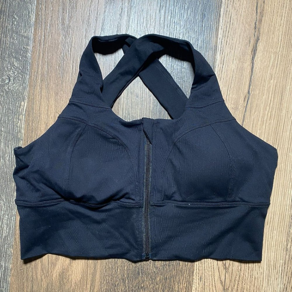 Halara Black Zip Front Bra Tank Top Size 1X